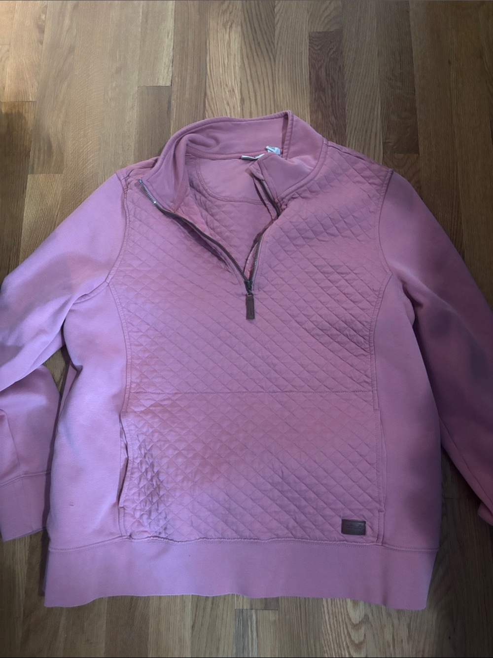 LL BEAN Women's Quilted Half-Zip Sweatshirt Pullover - Dusty Rose